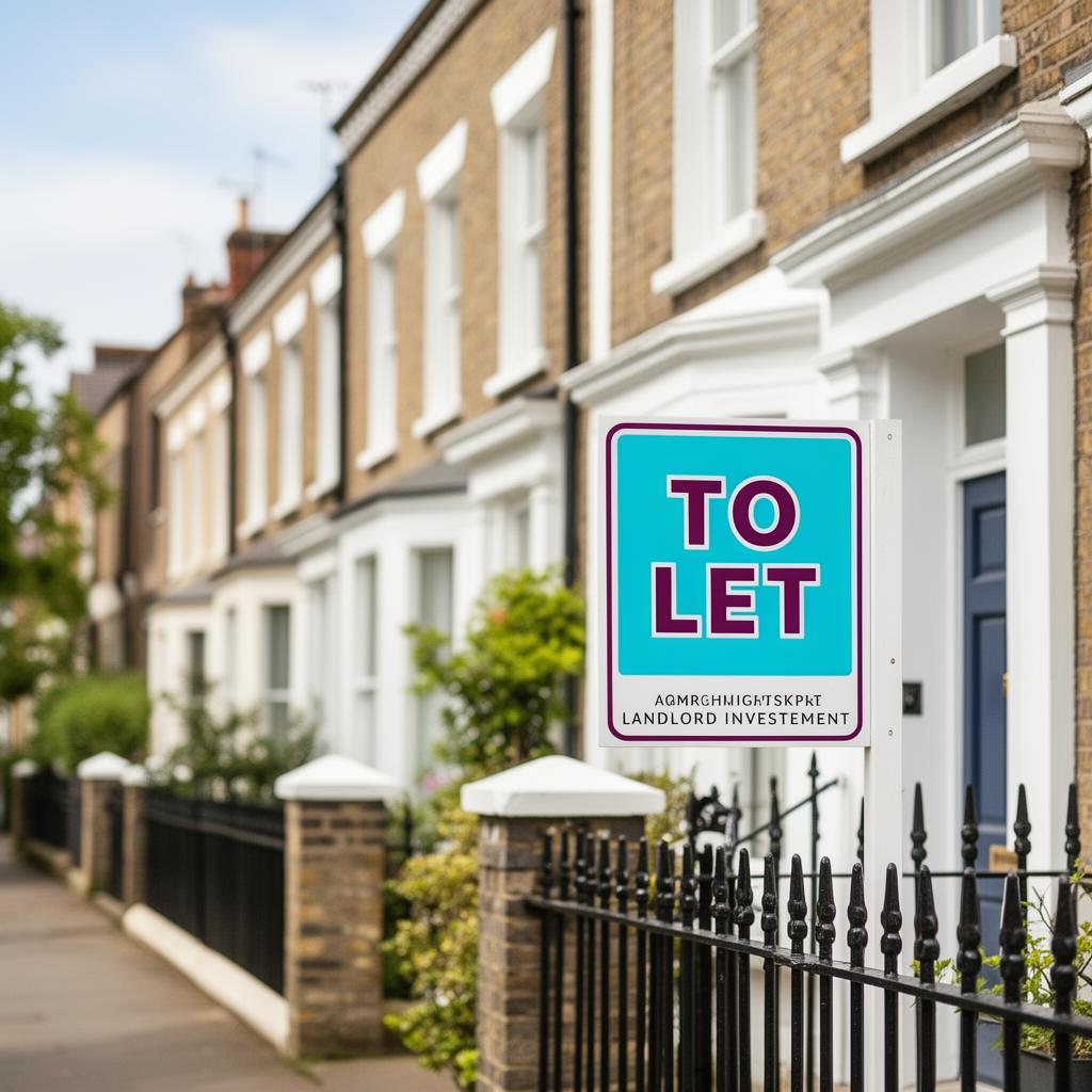 A row of British rental properties with a to-let sign